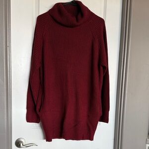 Elegant Red Turtleneck Mini Dress